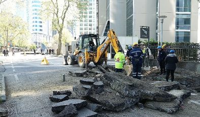 Sarıyer Maslak yol çökmesinde su ve doğalgaz hatları onarıldı, akış normale döndü